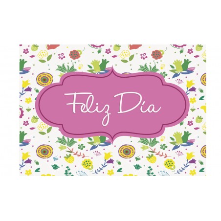 Card feliz día florecillas mini