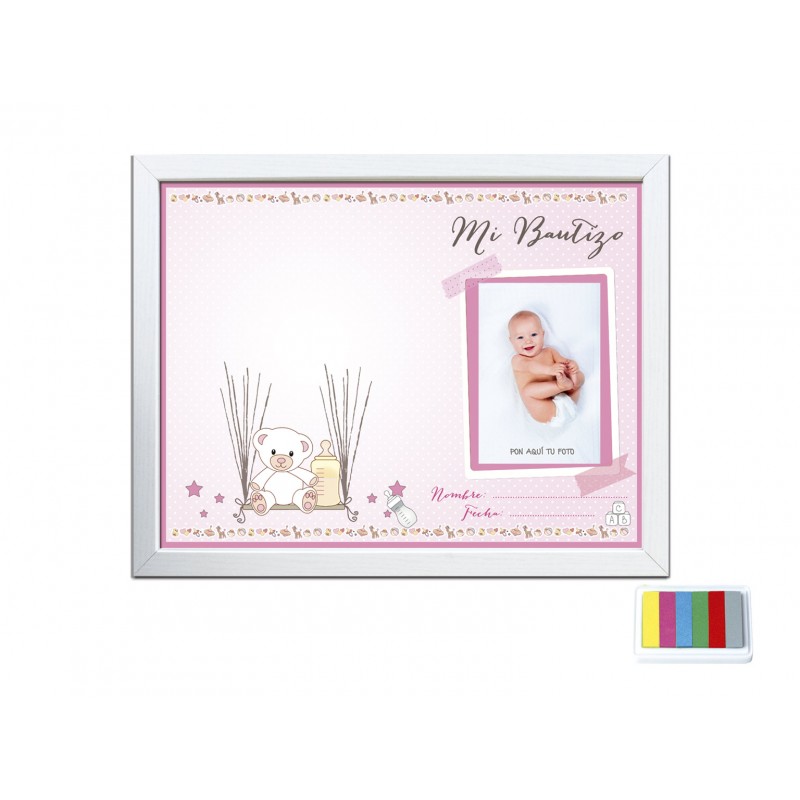 Marco Huellas Bautizo Rosa Din A3 Marco Huellas Bautizo Rosa Din A3