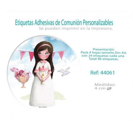 r250 etiqueta adhesiva comunion nina arbol