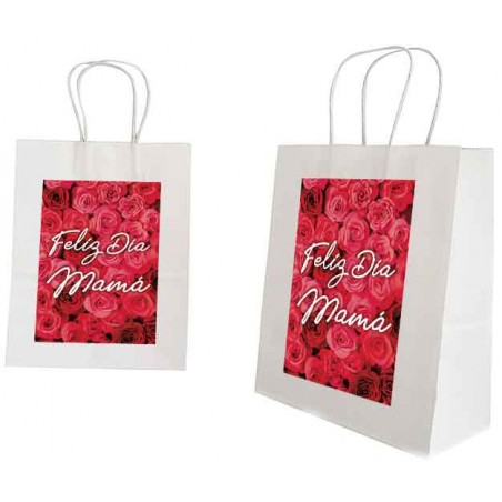 Bolsa Blanca Mediana Feliz Día Mamá