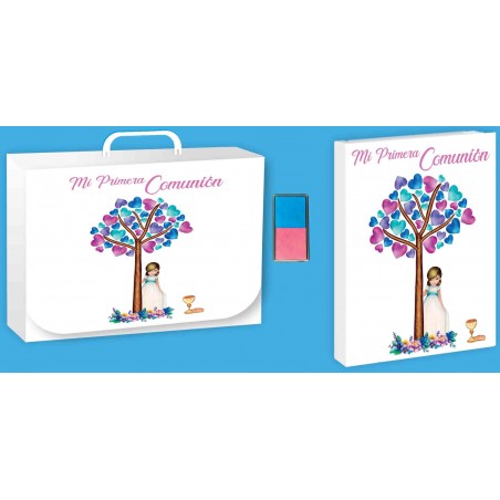 Libro Comunion Huellas Niña + Maletin