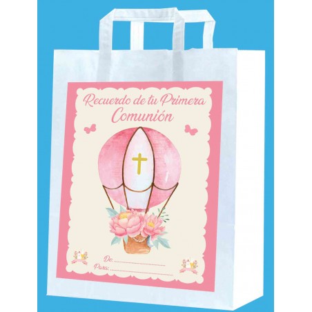 Bolsa Mediana Comunión Globo Rosa