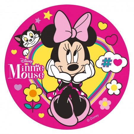 Disco oblea tarta minnie lazo rosa 20cm