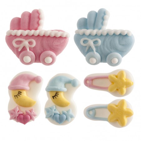 Decoración Azúcar Bautizo 2d, 3,5cm Surtidos