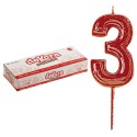 Vela de cumpleaños número 3 roja