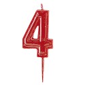 Vela de cumpleaños número 4 roja