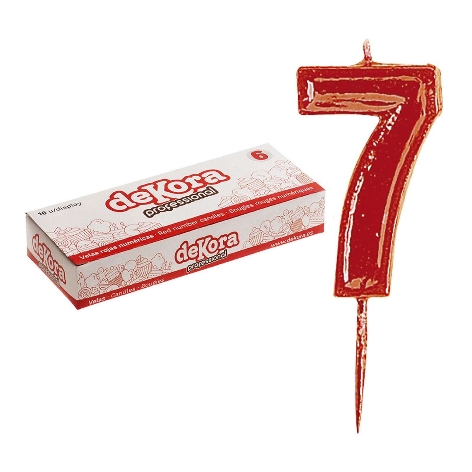Vela de Cumpleaños Número 7 en Rojo