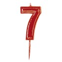Vela de Cumpleaños Número 7 en Rojo