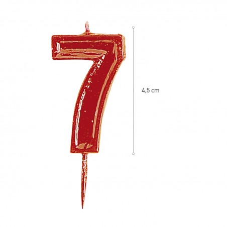 Vela de Cumpleaños Número 7 en Rojo