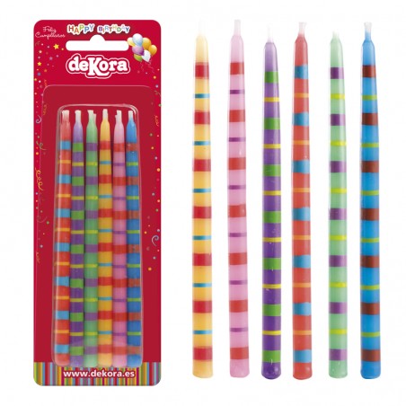 Blister 12 Velas Largas Colores 13cm