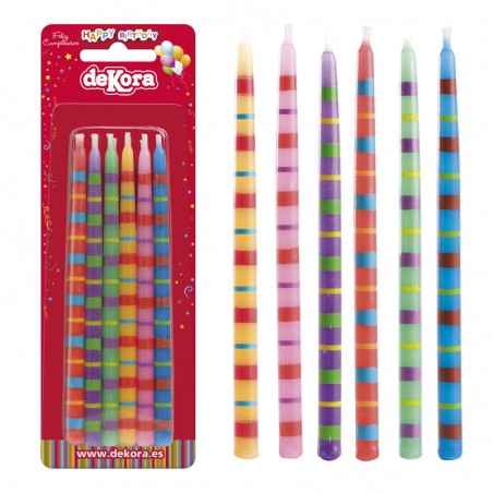 Blister 12 velas largas colores 13cm