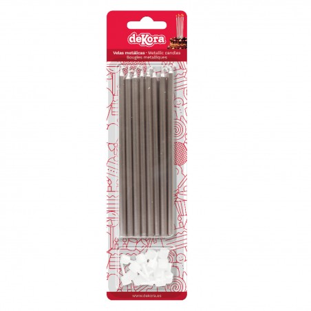 Blister 16 Velas Metalicas Color Plata 13cm
