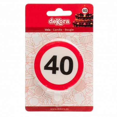 Vela 40 cumpleaños señal prohibido 6 3cm