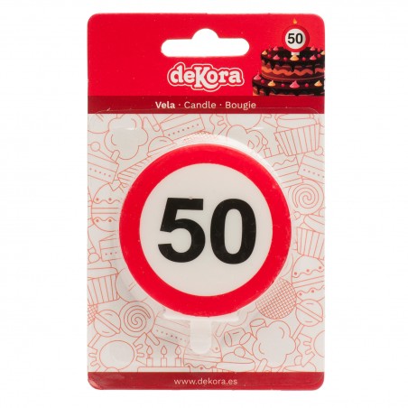 Vela 50 cumpleaños señal prohibido 6 3cm