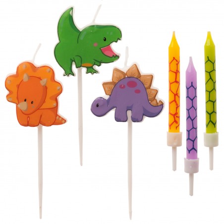 Mix Velas Cumpleaños Dinosaurios 2d Palillo
