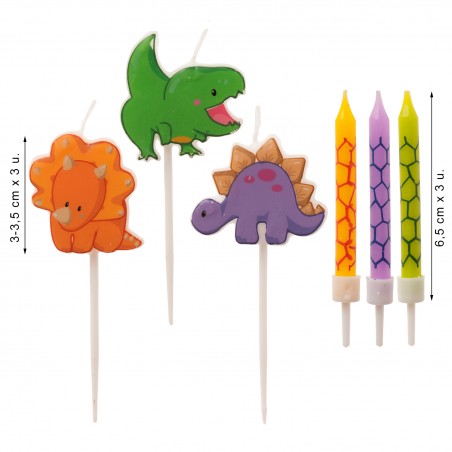 Velas de cumpleaños con dinosaurios 2d Set de velas infantiles