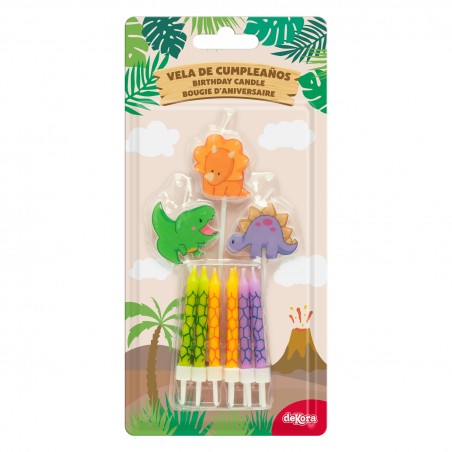 Velas de cumpleaños con dinosaurios 2d Set de velas infantiles