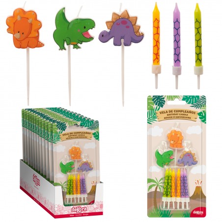 Velas de cumpleaños con dinosaurios 2d Set de velas infantiles