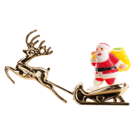 Santa Claus En Trineo Plastico Color Oro 8,5x5,5cm