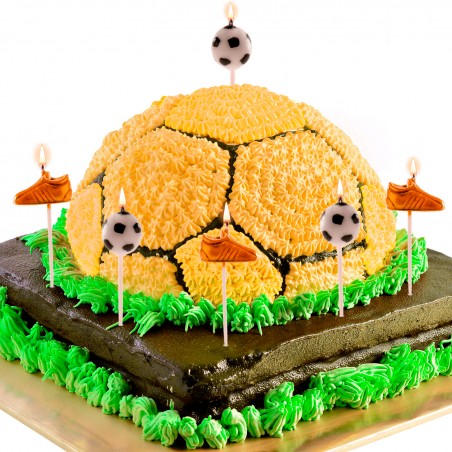 Velas Decorativas de Fútbol Pack de 6 con Botas Doradas y Diseño Deportivo