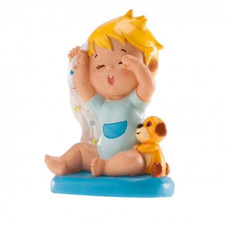 Bautizo Niño Bostezando Azul 10cm