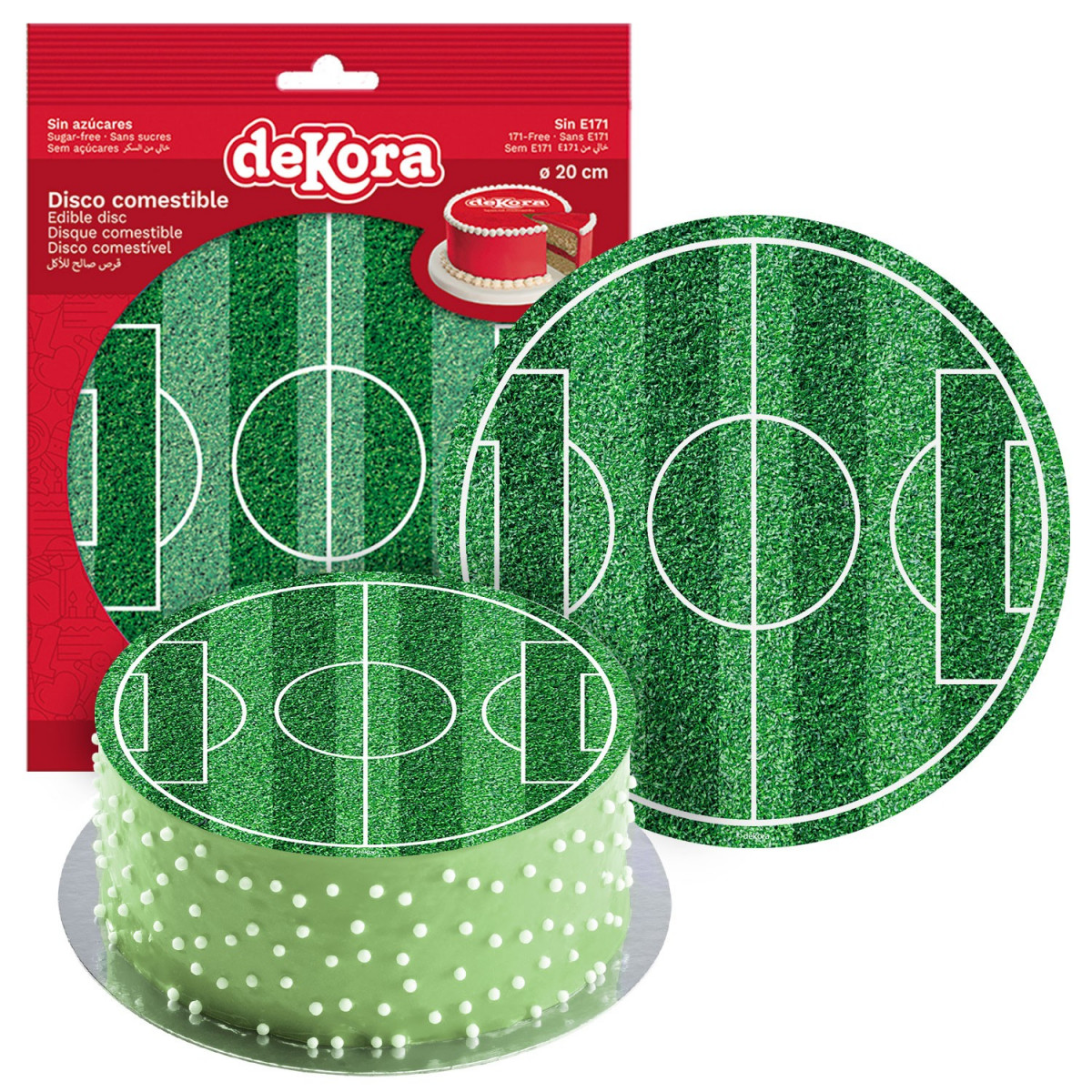 Disco Comestible sin azúcar para Tartas con Diseño de Campo de Fútbol