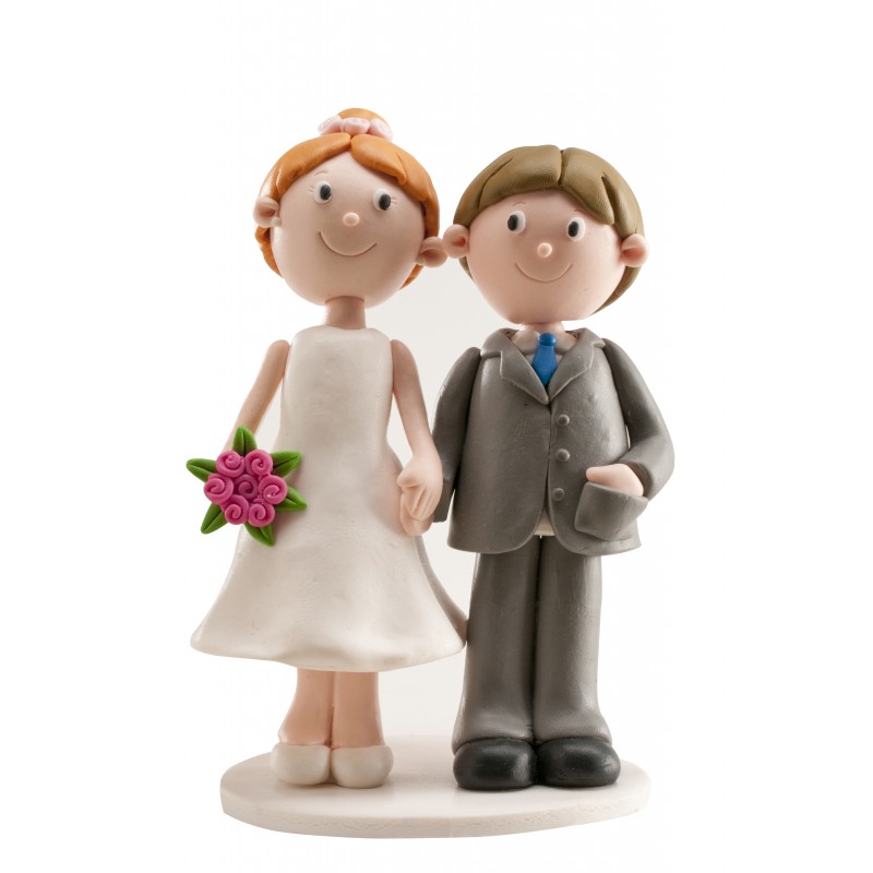 Pareja boda clay cogidos mano 13cm