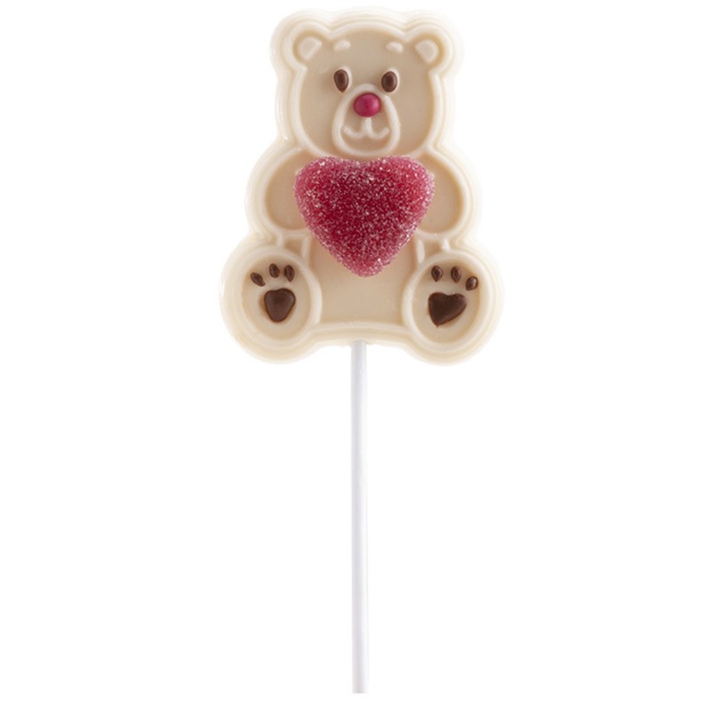 Piruleta Chocolate Blanco Osito Con Corazon Jelly 45 Gr Piruleta Chocolate Blanco Osito Con Corazon Jelly 45 Gr