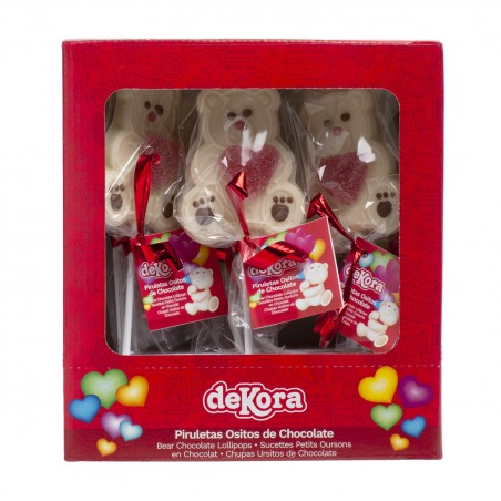 Piruleta chocolate blanco osito con corazon jelly 45 gr