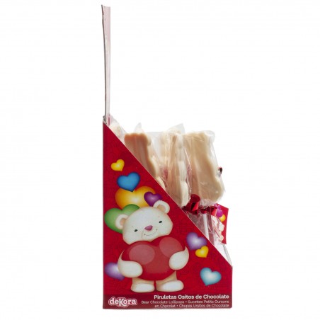 Piruleta chocolate blanco osito con corazon jelly 45 gr