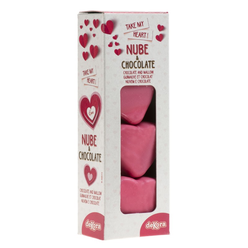 Estuche corazones de nube recubiertos de chocolate 40g