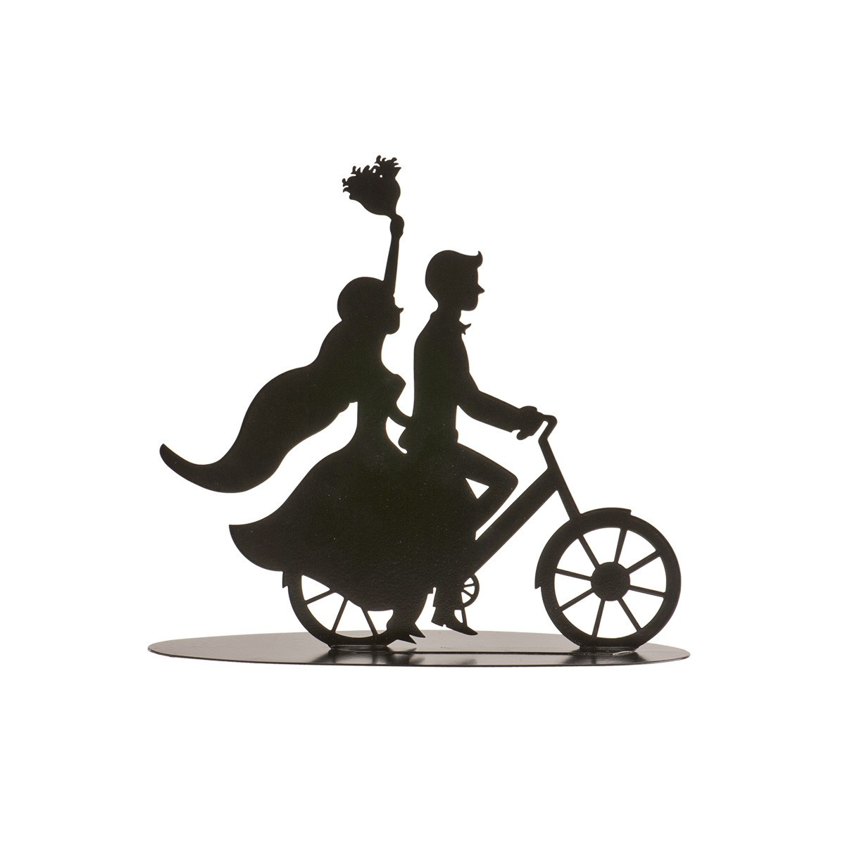 Pareja boda metal negro bicicleta 18 cm