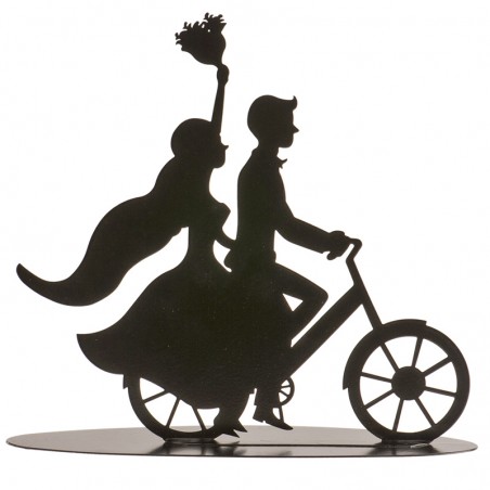 Pareja Boda Metal Negro Bicicleta 18 Cm