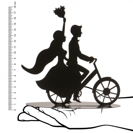 Pareja boda metal negro bicicleta 18 cm