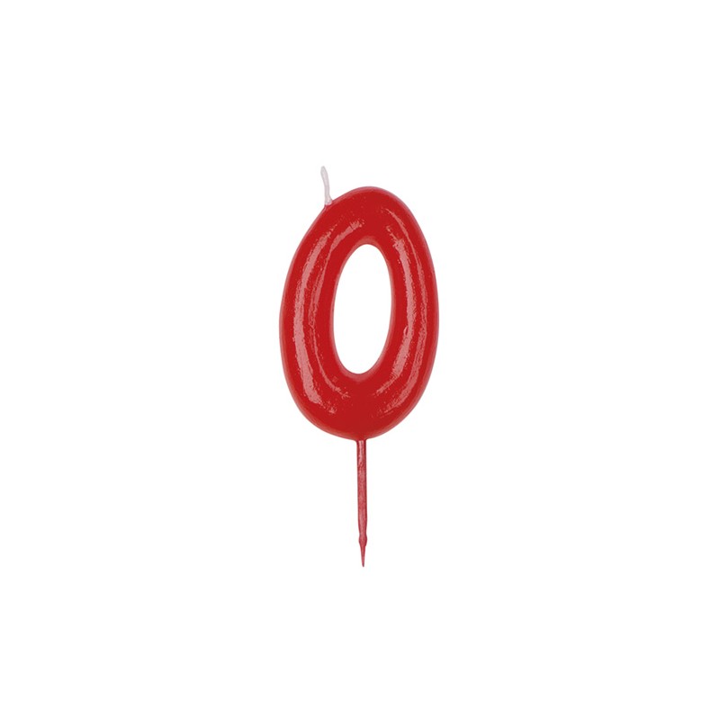 Vela de cumpleaños número 0 en color rojo