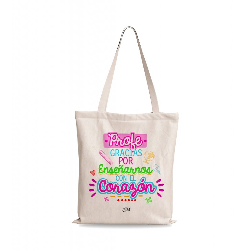 Bolsa tote bag profe gracias por enseñarnos con el corazón femenino