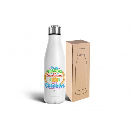 Botella Acero Inoxidable 750ml Profe Gracias Por Enseñarnos Con El Corazon Masculino