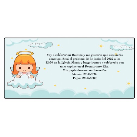 Invitaciones De Bautizo Niña Angelito