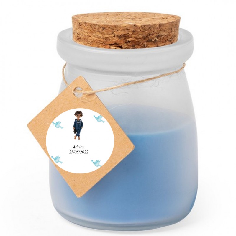 Vela De Cristal Personalizada Aromática Para Comunión Niño Vela De Cristal Personalizada Aromática Para Comunión Niño