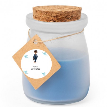 Vela De Cristal Personalizada Aromática Para Comunión Niño