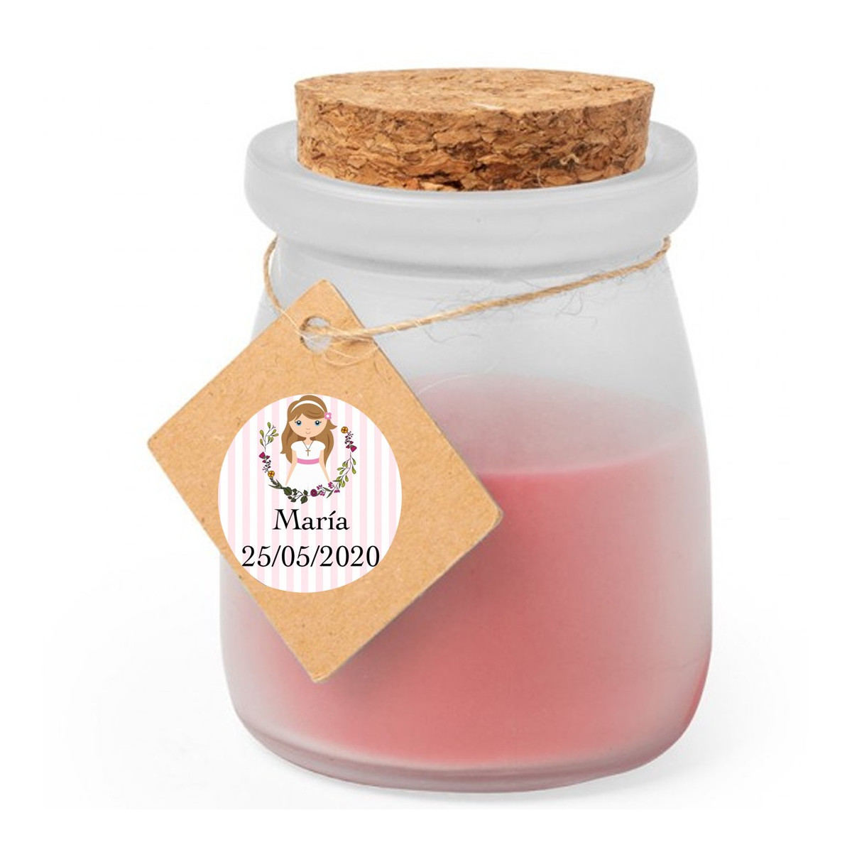 Vela aromática personalizada para comunión niña