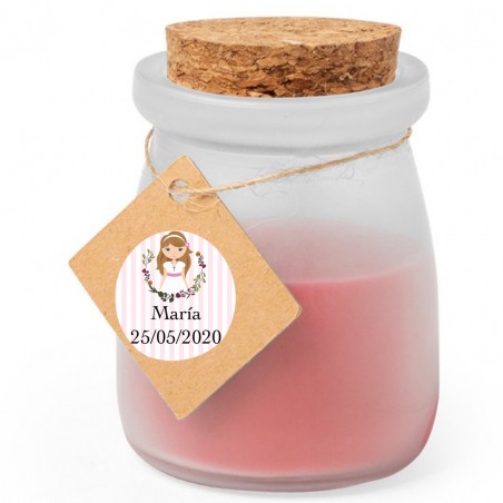 Vela aromática personalizada para comunión niña