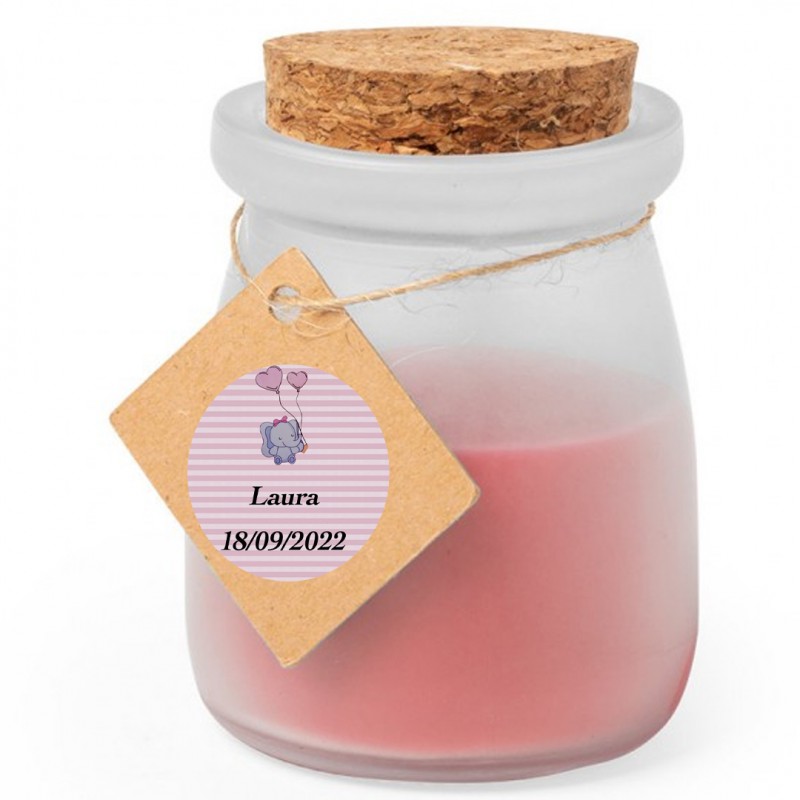 Vela aromática personalizada bautizo niña