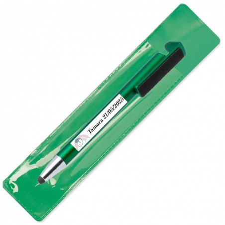 Bolígrafo Soporte Móvil Personalizado En Funda Verde