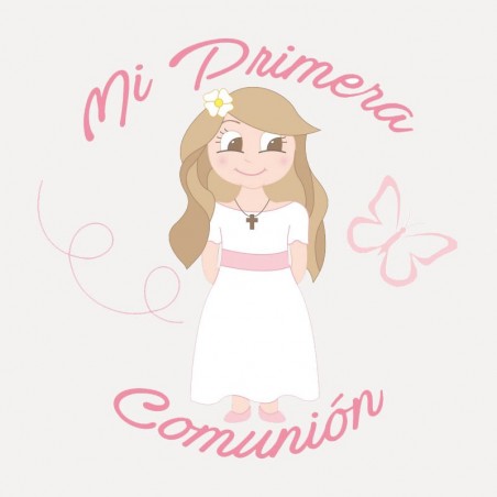 Vela aromatizada personalizada con adhesivos para comunión niña