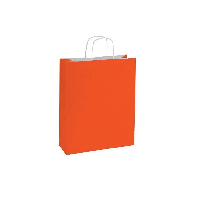 Bolsa Kraft Naranja Coral Con Asa Rizada Bolsa Kraft Naranja Coral Con Asa Rizada