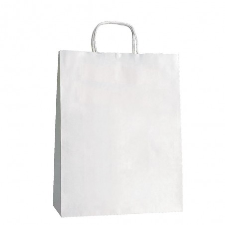 Bolsa Kraft Blanca Con Asa Rizada