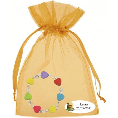 Pulsera Niña En Bolsa De Organza Dorada Personalizada...
