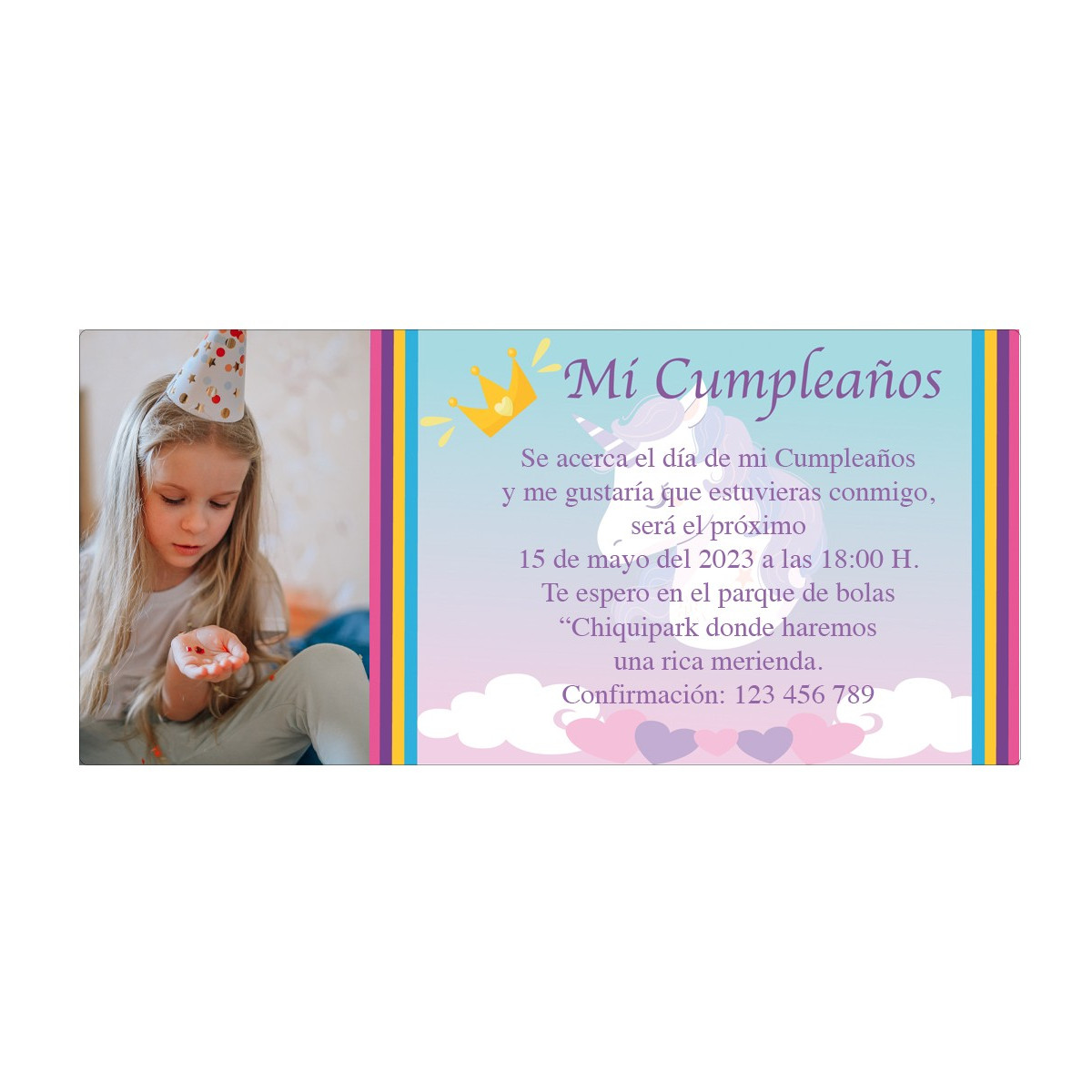 Invitación de cumpleaños con foto