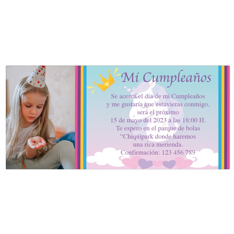 Invitación de cumpleaños con foto